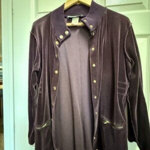 Vintage Sonia Rykiel Aubergine Velour Statement Jacket Cardigan Zip Pockets L